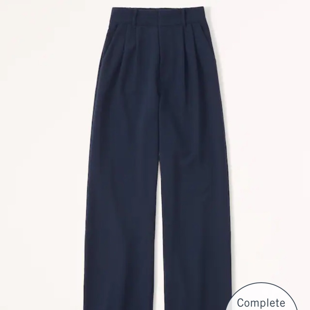 Abercrombie tailored wide leg trouser navy